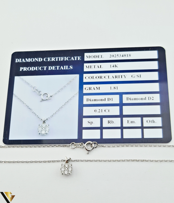 Lant cu Pandantiv Aur Alb 14k, Diamante 0.21 ct [2]