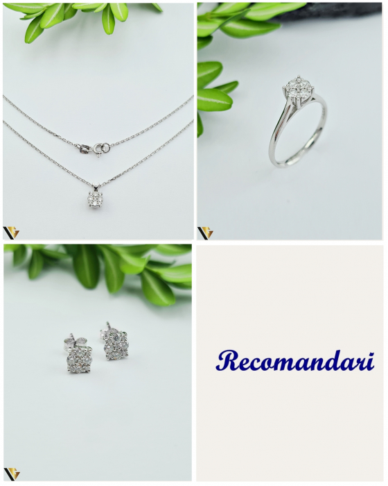 Lant cu Pandantiv Aur Alb 14k, Diamante 0.21 ct [3]