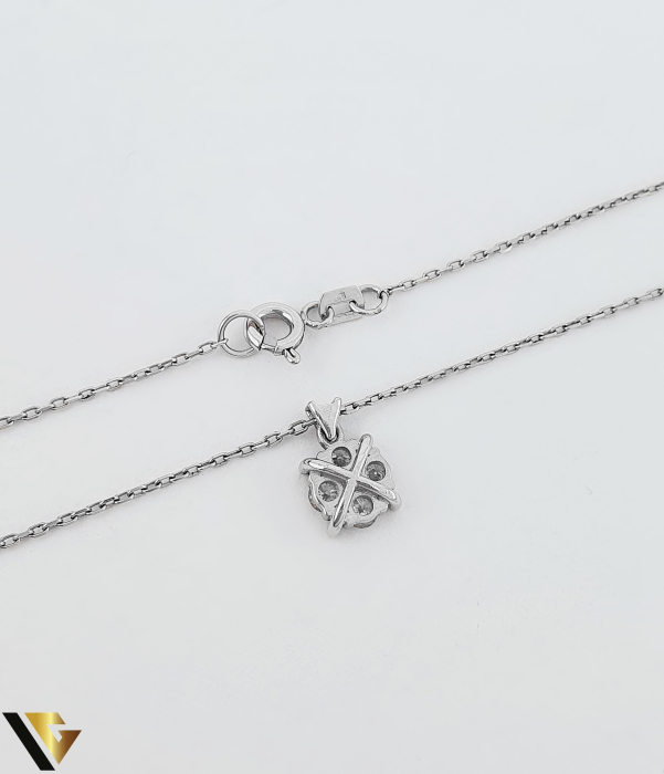 Lant cu Pandantiv Aur Alb 14k, Diamante 0.33 ct [3]