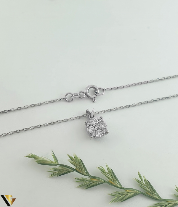 Lant cu Pandantiv Aur Alb 14k, Diamante 0.33 ct [3]