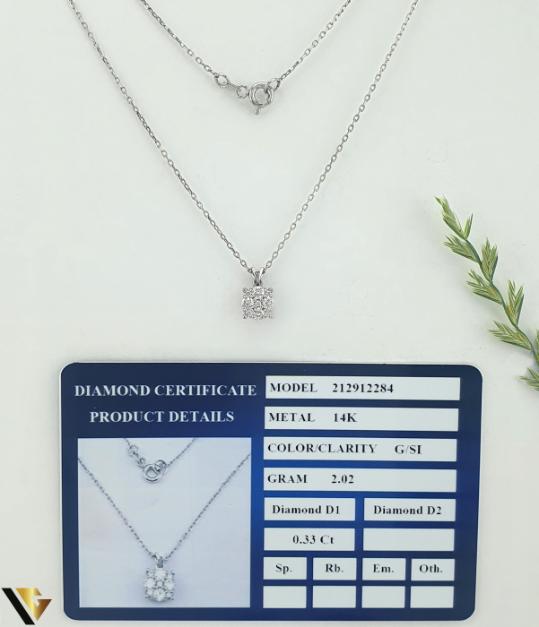 Lant cu Pandantiv Aur Alb 14k, Diamante 0.33 ct [2]