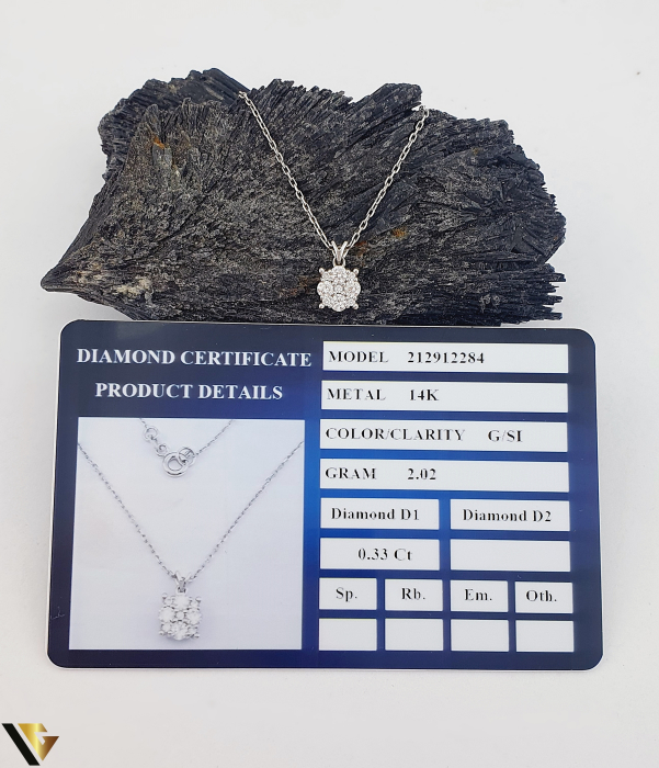 Lant cu Pandantiv Aur Alb 14k, Diamante 0.33 ct [4]