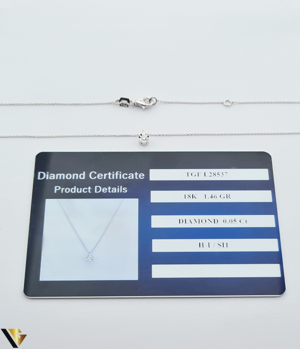 Lant cu Pandantiv Aur Alb 18k, Diamant 0.05 ct [4]