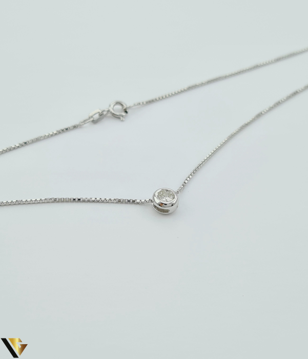 Lant cu Pandantiv Aur Alb 18k, Diamant 0.17 ct [2]