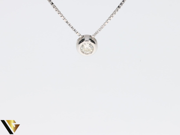 Lant cu Pandantiv Aur Alb 18k, Diamant 0.17 ct [3]