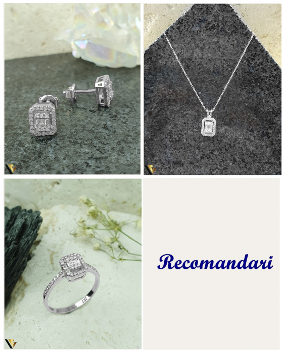Lant cu Pandantiv Aur Alb 18k, Diamante 0.16 ct [4]