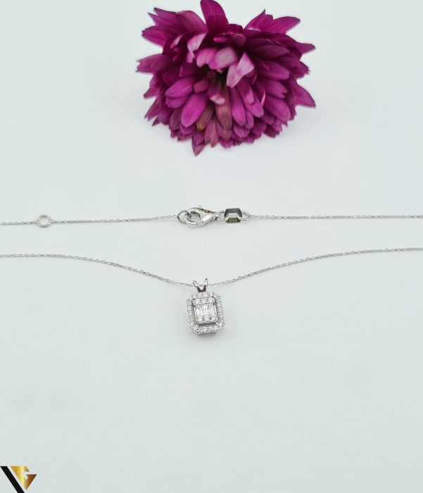 Lant cu Pandantiv Aur Alb 18k, Diamante 0.24 ct [2]