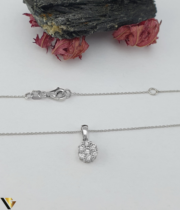 Lant cu Pandantiv Aur Alb 18K, Diamante 0.35 ct [2]