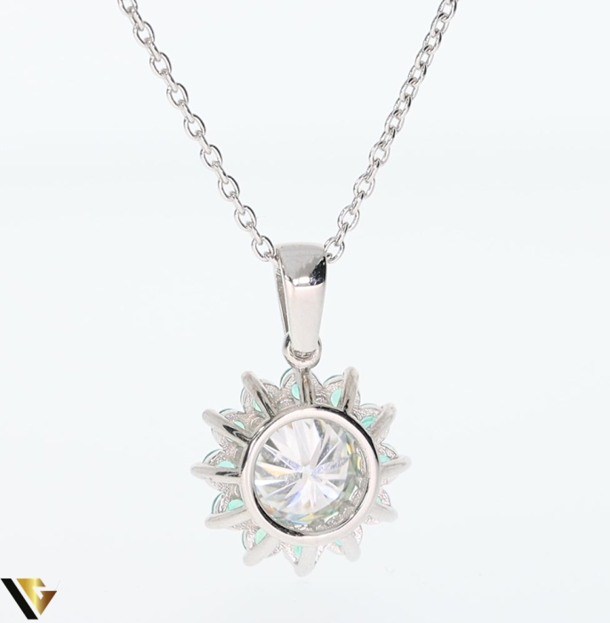 Lant cu Pandantiv Aur Alb 18k, Smaralde 0.43 ct, Moissanit 0.92 ct [4]