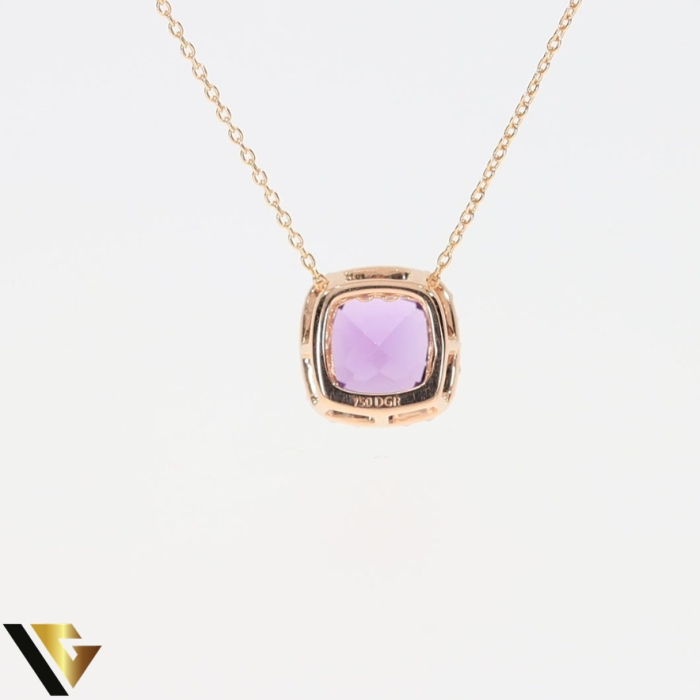 Lant cu Pandantiv Aur Rose 18k, Diamante 0.10 ct, Ametist [3]