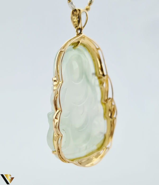 Lant cu Pandantiv Baikalla Aur Rose, Alb 18k, Diamante 0.43 ct, Jadeit [4]