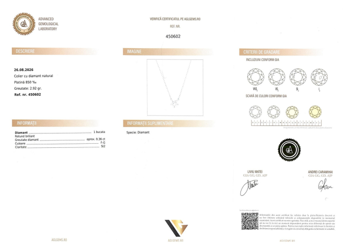 Lant cu Pandantiv Platina 850, Diamant 0.36 ct [4]