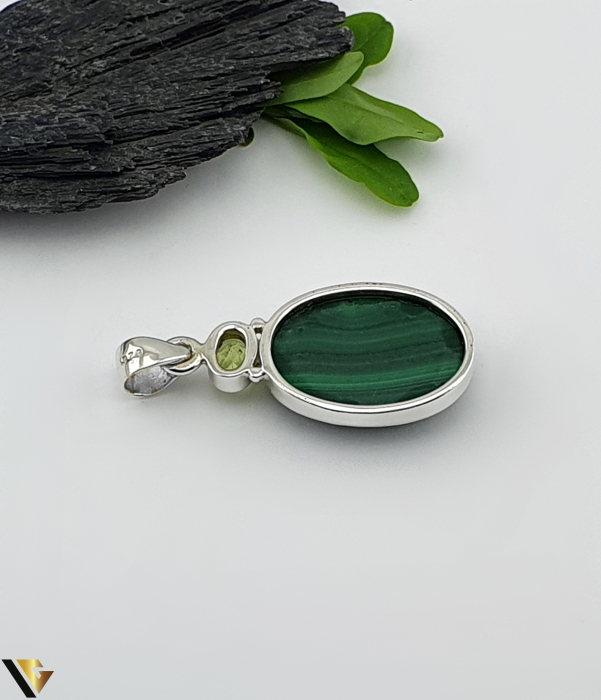 Pandantiv Argint 925, Malachit si Peridot [2]