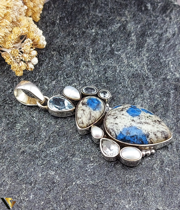 Panadantiv Argint 925, Azurit, Topaz si Perle [2]