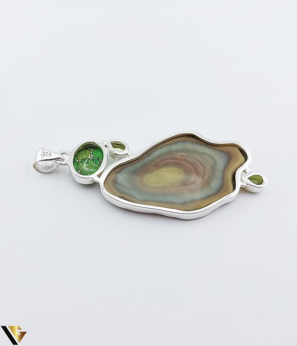 Pandant  Argint 925, Agat, Turcoaz si Peridot [2]