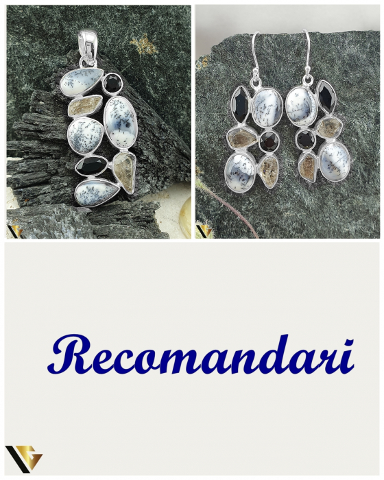 Pandantiv Argint 925, Agat Dendritic, Onix, Cuart [3]
