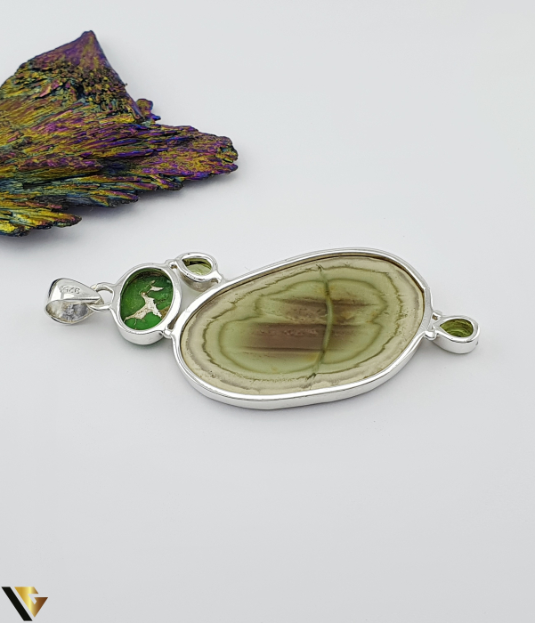 Pandantiv Argint 925, Jasp imperial, Turcoaz verde si Peridot [2]