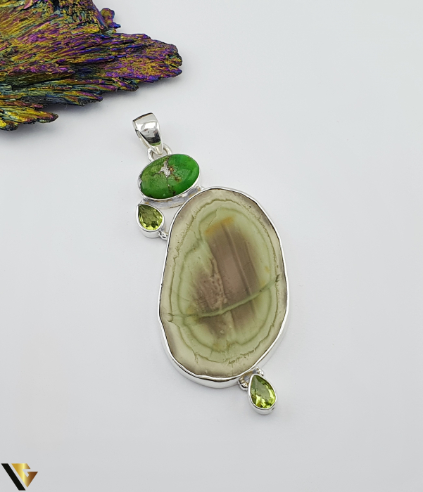Pandantiv Argint 925, Jasp imperial, Turcoaz verde si Peridot [1]