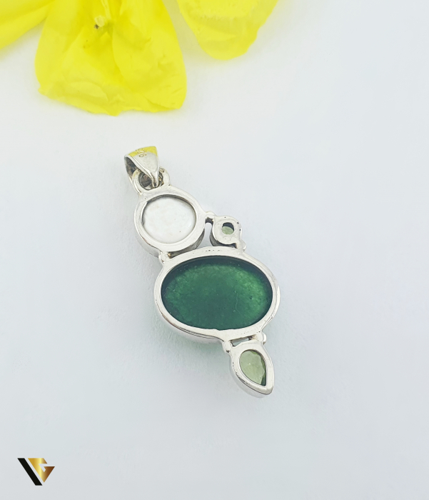 Pandantiv Argint 925, Agata Verde, Perla, Peridot [2]