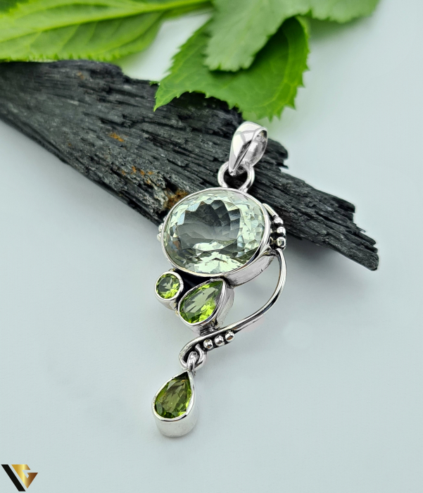 Pandantiv argint 925, Ametist verde, Peridot [1]