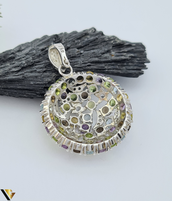 Pandantiv Argint 925 ,Cuartz Fumuriu, Ametist, Peridot,Topaz, Citrin [2]