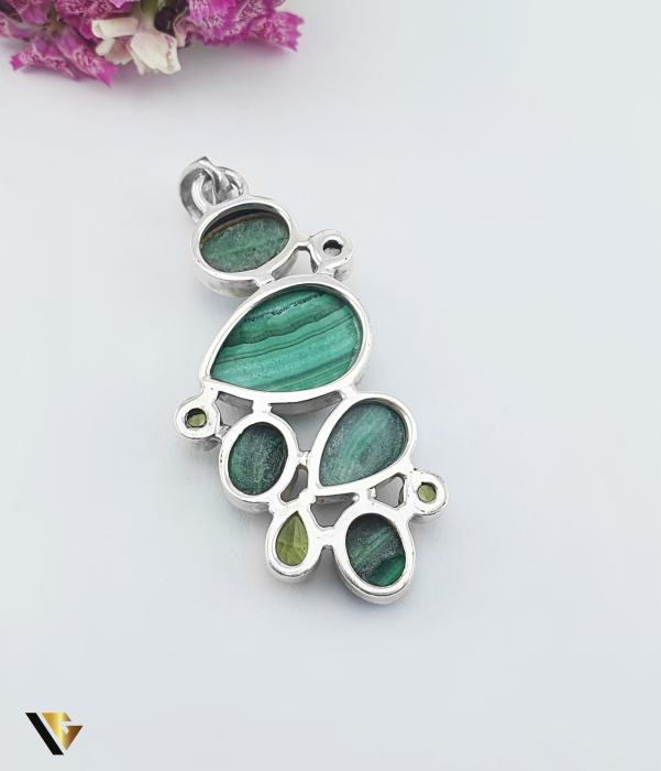 Pandantiv Argint 925, Malachit, Peridot [2]