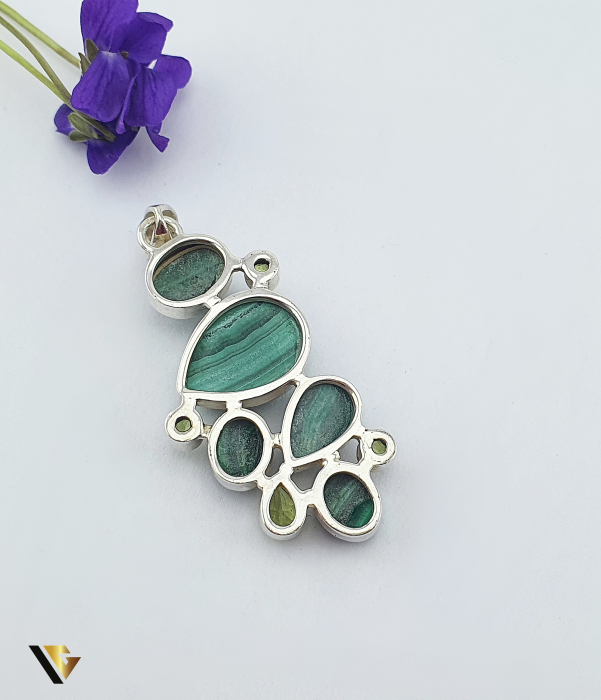 Pandantiv Argint 925, Malachit, Peridot [2]
