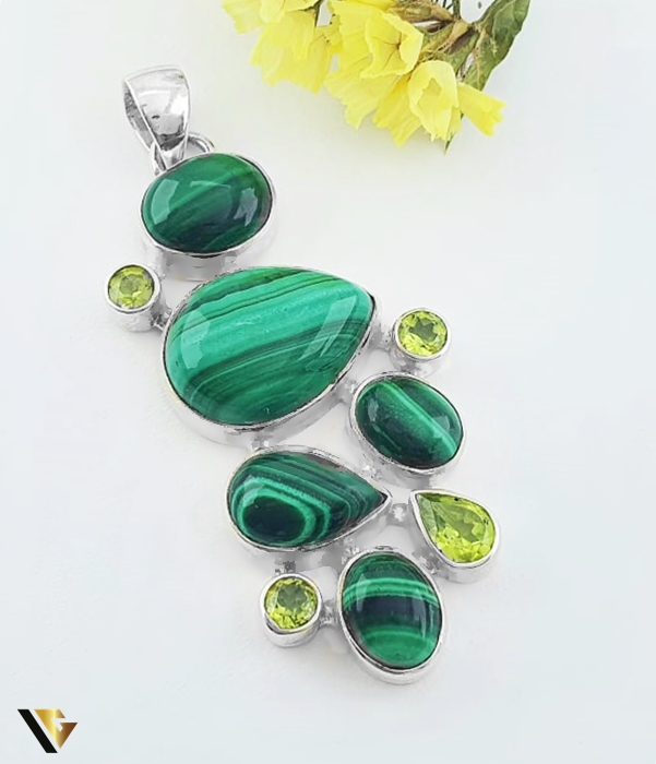 Pandantiv Argint 925, Malachit, Peridot [1]