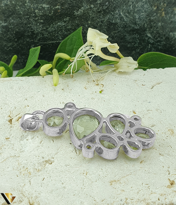 Pandantiv Argint 925, Peridot si Ametist verde [2]