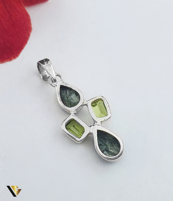 Pandantiv Argint 925, Serafinit si Peridot [2]