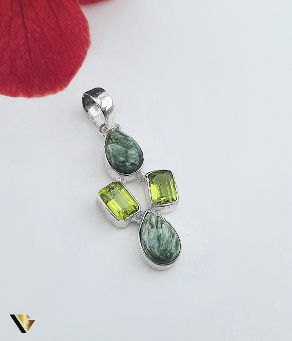Pandantiv Argint 925, Serafinit si Peridot [1]
