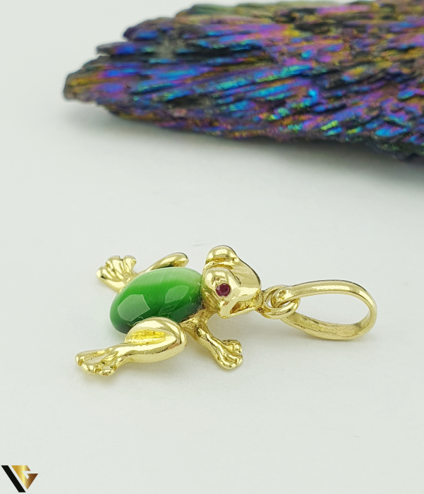 Pandantiv Aur 14k, Ochi de pisica, Spinele [2]