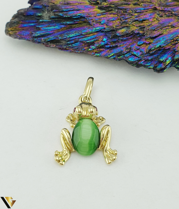 Pandantiv Aur 14k, Ochi de pisica, Spinele [3]