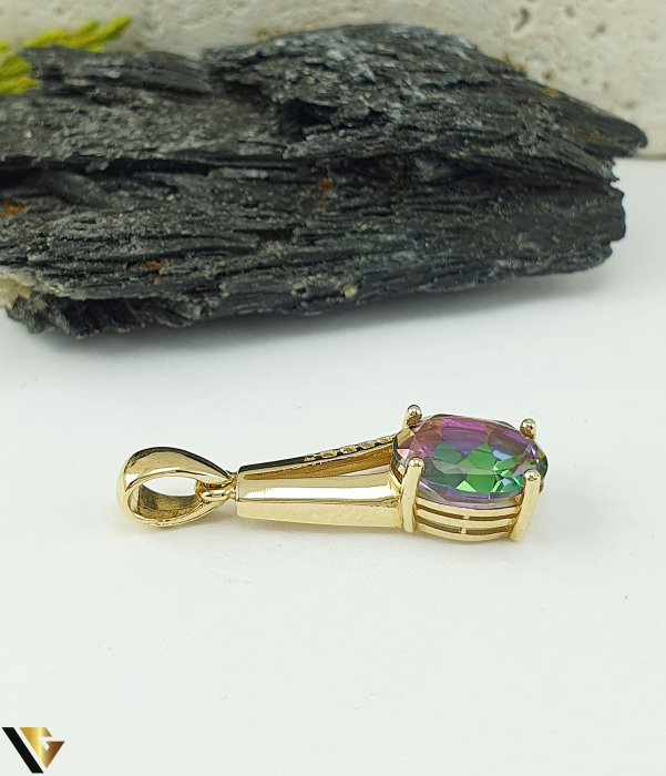 Pandantiv Aur 14K, Topaz mistic, Zirconiu [2]