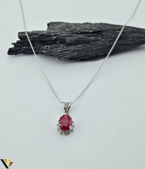 Pandantiv Aur 18k, Diamante 0.15 ct ,Rubin [3]