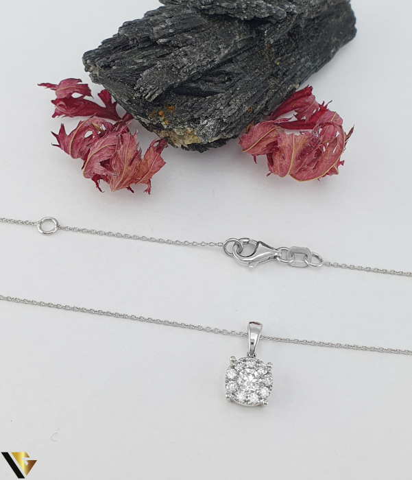 Lant cu Pandantiv Aur Alb 18K, Diamante 0.37 ct [2]