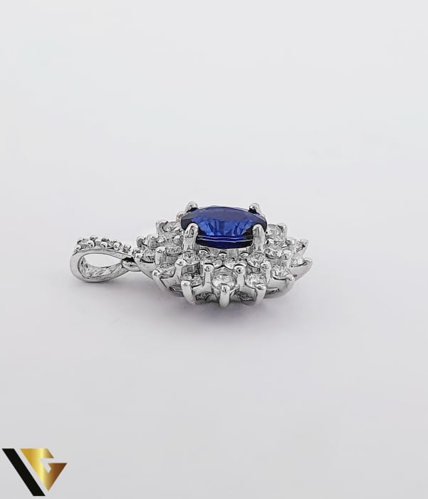 Lant cu Pandantiv Aur 18K, Diamante 0.72 ct si Safir 1.35 ct [6]