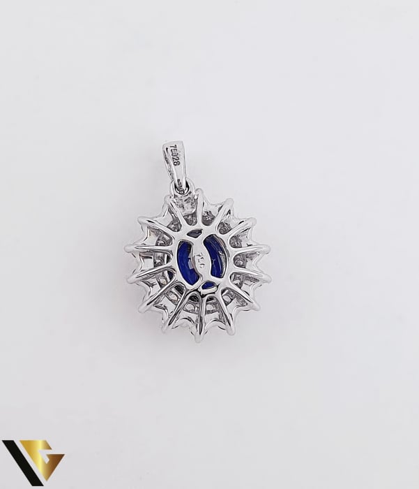 Lant cu Pandantiv Aur 18K, Diamante 0.72 ct si Safir 1.35 ct [4]