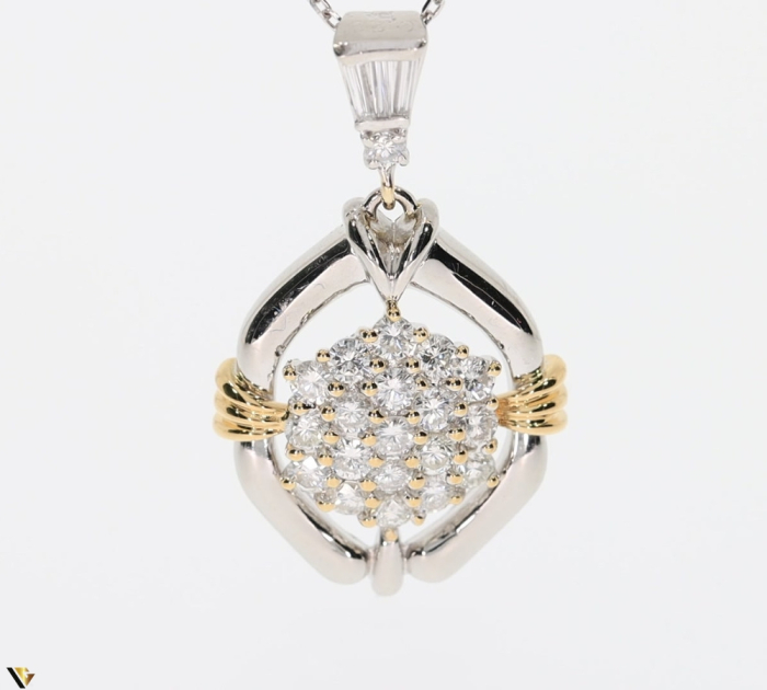 Pandantiv Aur 18k, Platina 900, Diamante 1.29 ct [2]