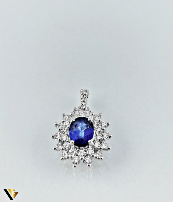 Pandantiv Aur 18K, Diamante 0.72 ct si Safir 1.35 ct, 3.00 grame [2]