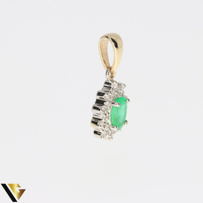 Pandantiv Aur 9k, Diamante 0.09 ct, Smarald [3]