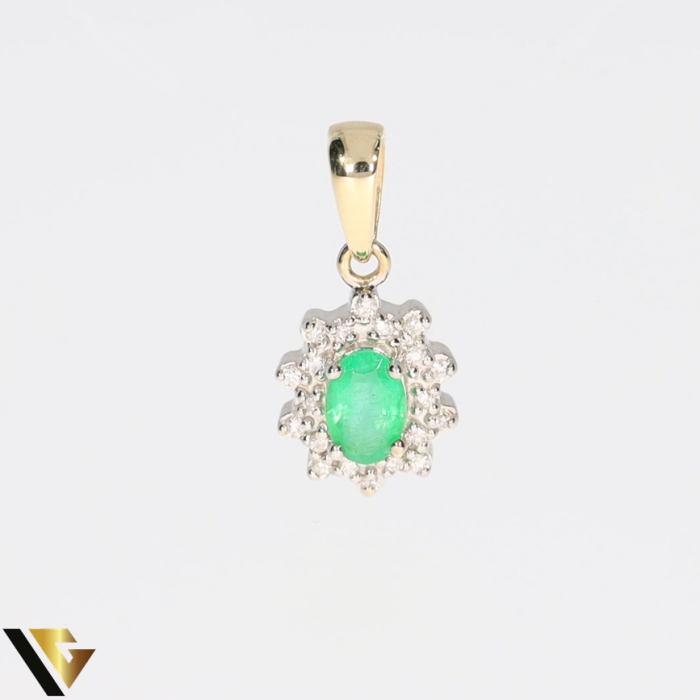 Pandantiv Aur 9k, Diamante 0.09 ct, Smarald [2]