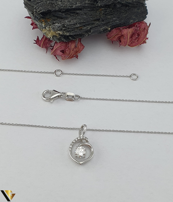 Lant cu Pandantiv Aur Alb 18k, Diamante 0.27 ct [2]