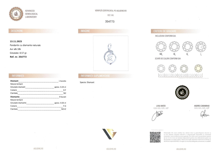 Pandantiv Aur Alb 18k , Diamante 0.27 ct in total [4]