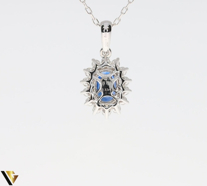 Pandantiv Aur Alb 18k, Diamante 0.28 ct, Safir [3]