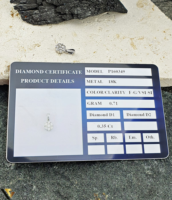 Pandantiv Aur Alb 18K, Diamante 0.35 ct in total [3]
