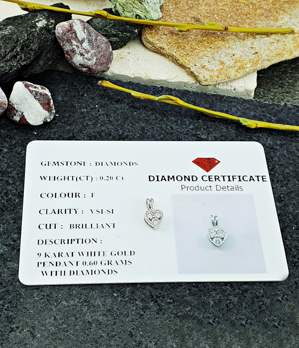 Pandantiv Aur Alb 9K, Diamante 0.20 ct in total [3]