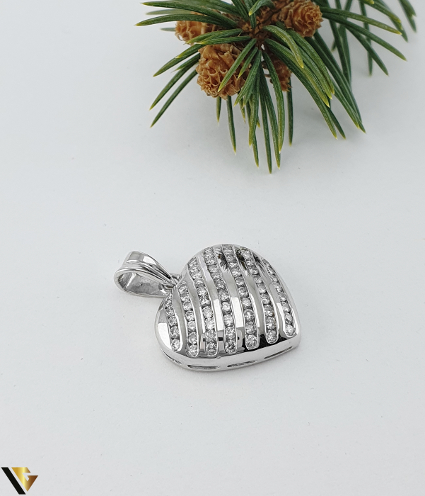 Pandantiv Aur Alb 9k, Diamante aprox. 1ct [2]