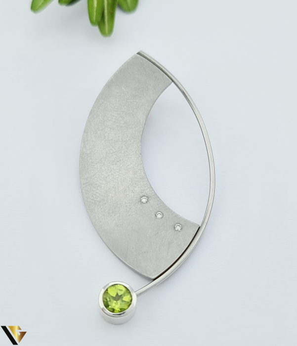 Colier cu Pandantiv  Otel Inoxidabil, Argint 925, Diamante 0.015 ct si Peridot [3]