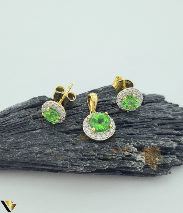 Set Aur 14k, Diamante 0.23 ct, Tsavorite [1]